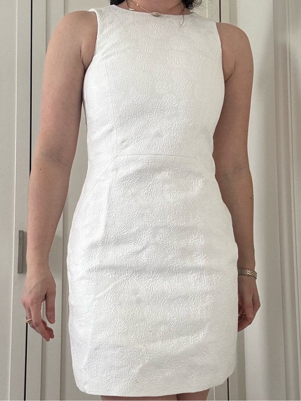 Michael Kors White Jacquard Sheath Dress Size 2